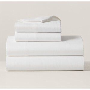 Ralph Lauren Organic Cotton Lovan Jacquard King Flat Sheet Parchment White NWT‎
